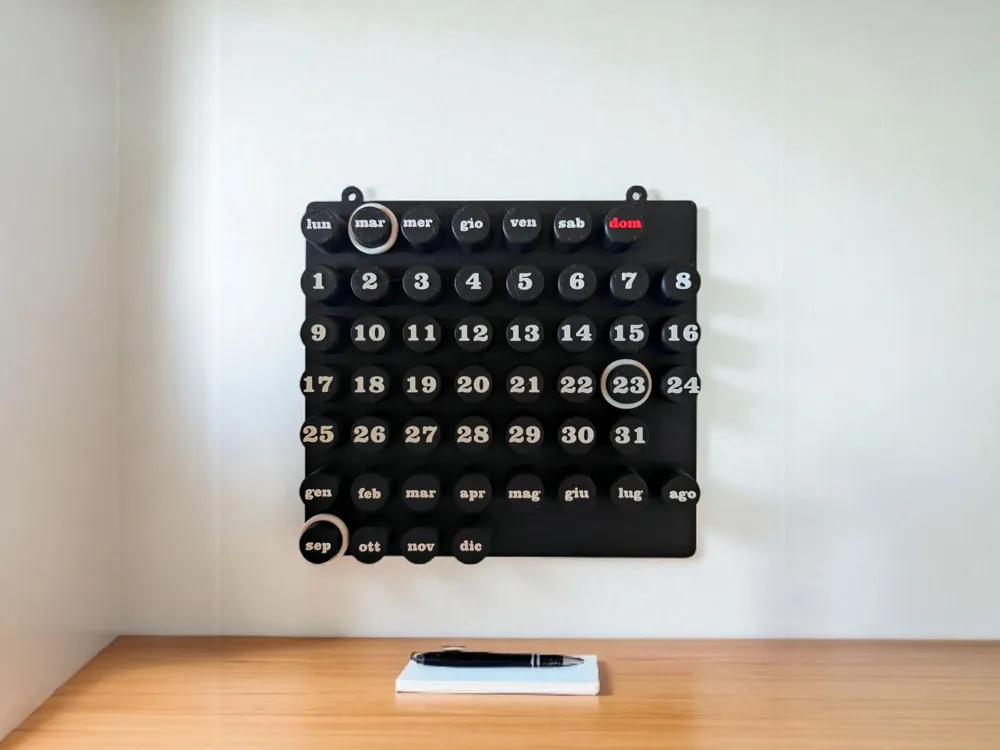 Calendario perpetuo de pared impreso en 3D Tacna Peru